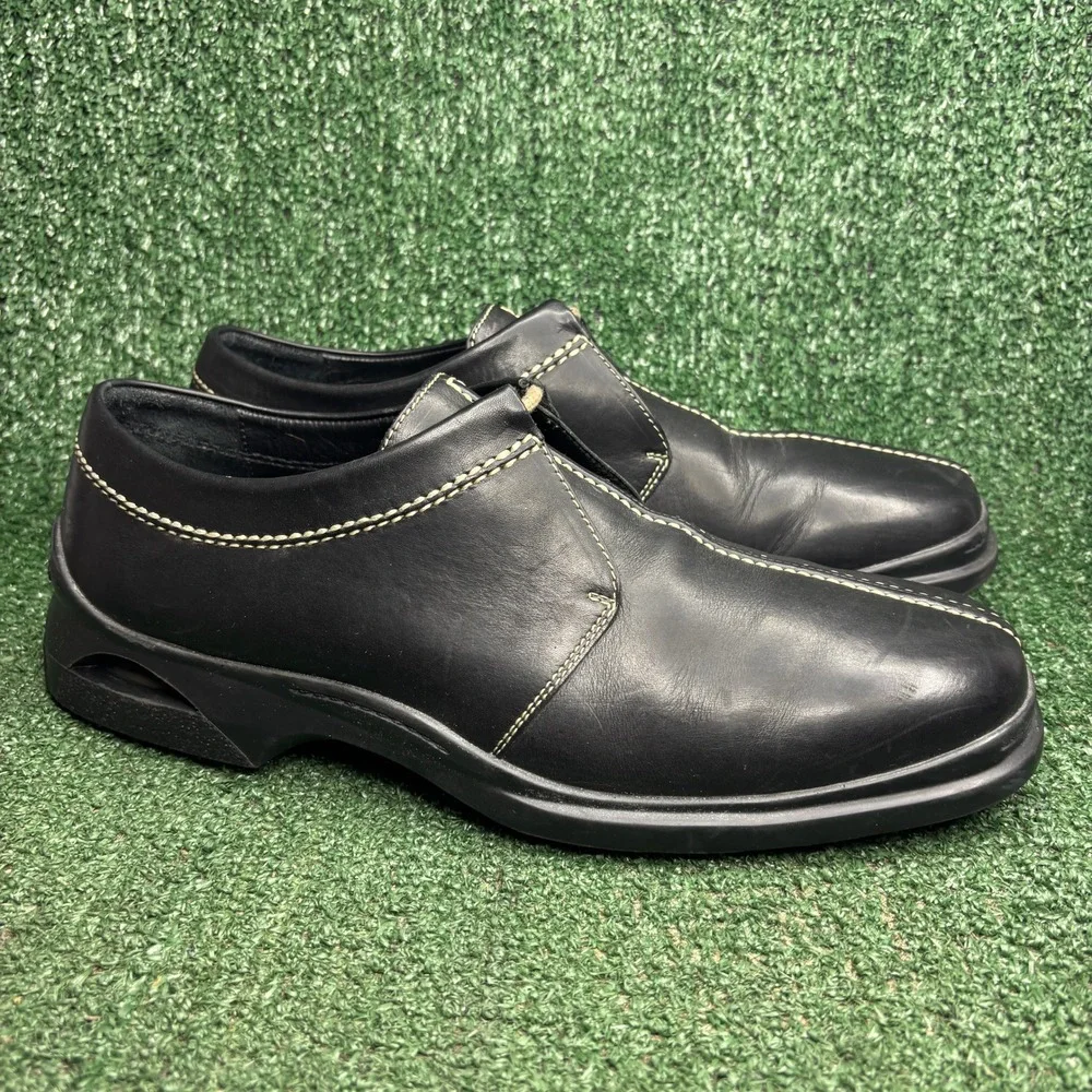 Cole Haan Leather Contrast Stitch Comfort Loafer Dress Shoe Black Mens Size 12 M
